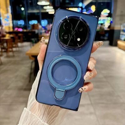 For Oppo Find N5, Crystal Hard PC Shell Clear KickStand Ring Holder Case Cover - Image 1 of 4