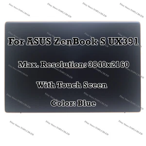 13" ASUS ZenBook S UX391U 4K UHD LCD Touch Screen Assembly Display Complete Blue - Picture 1 of 9
