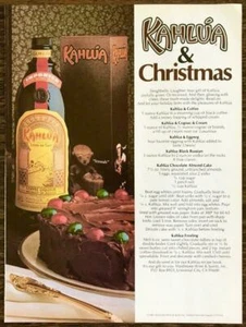 Licor de café Kahlua 1981 anuncio impreso Kahlua y recetas de Navidad pastel de ponche de huevo - Imagen 1 de 1