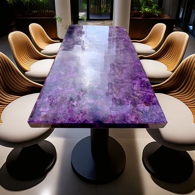 Purple Agate Gemstone Dining Table – Handmade Semi-Precious Stone , agate... - Image 1 of 4