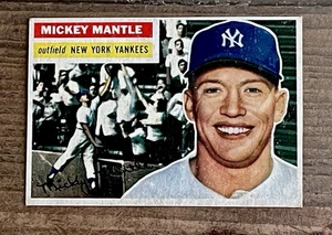 1956 Topps #135 Mickey Mantle Gray Back Original Baseball Card EX Gorgeous *Read - Picture 1 of 10