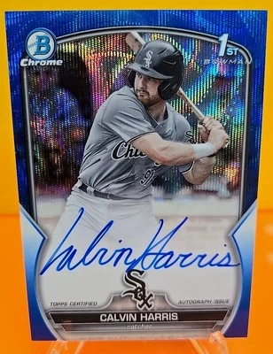 2023 Bowman Chrome Calvin Harris #CDA-CHA 1st Blue Wave Auto /150 White Sox  - Image 1 of 4