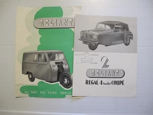 ¿ORIGINAL AÑOS 50? FOLLETOS: EL CUPÉ RELIANT REGAL / RELIANT REGENT. 3 RUEDAS - Imagen 1 de 3