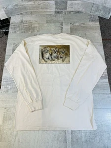 Camiseta Denver Zoo Tiger Cubs Vintage Y2K 2005 Manga Larga Beige Bebé Animales - Imagen 1 de 8