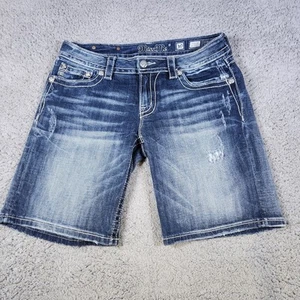 Miss Me Mid-Rise Signature Denim Womens Shorts Size 30 Rhinestone - Picture 1 of 14