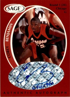 1998 SAGE Autographs #A2 Corey Benjamin Auto Oregon State /960 - Image 1 of 2