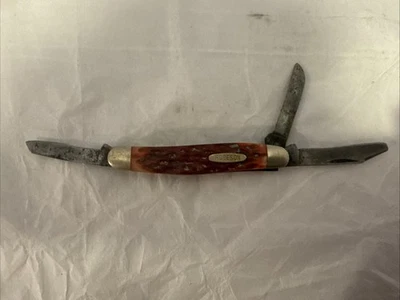 Винтажный карманный нож Robeson 632278 с 3 лезвиями костяная коричневая ручка США - Изображение 1 из 4