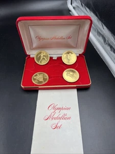 4 Coin Olympian Medallion Set In Red Display Box - Picture 1 of 11