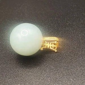 VINTAGE CHINESE EXPORT  JADE SOLID 14K GOLD PENDANT J2 - Picture 1 of 6