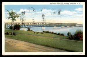 Postcard Meridian Highway Bridge Over Water, Yankton, South Dakota - Picture 1 of 2