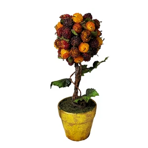 Vintage MCM Perline Vetro Bacche Albero e Oro Vaso 15" Multicolore Grappolato Floreale - Foto 1 di 6