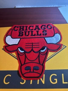 Vintage 1990s Chicago Bulls Logo Iron On Satin Patch NBA Basketball 5” x 5.25” - Picture 1 of 4