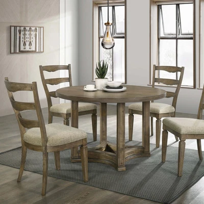 Silla lateral beige y roble desgastado (juego de 2) Foto 1 de 4