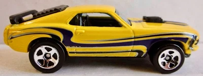 HOT WHEELS 70 FORD MUSTANG MACH 1 #180 2008 MYSTERY CAR SERIES DARK BLUE STRIPE - Image 1 of 4