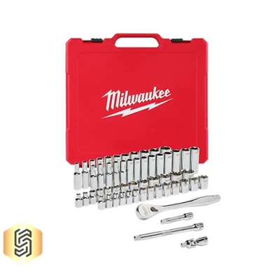Milwaukee 48-22-9008 3/8" Drive 56PC Ratchet & Socket Set - SAE & Metric - Image 1 of 2