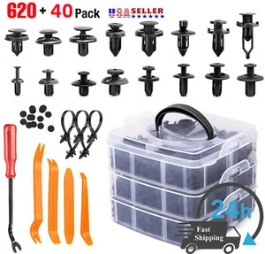 660Pcs Car Retainer Auto Fasteners Push Trim Plastic Clips Pin Rivet Bumper Kit - Picture 1 of 8