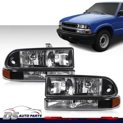 BLACK/AMBER CORNER HEADLIGHT BUMPER LAMPS Fit For 1998-2004 CHEVY BLAZER S10 NEW - Image 1 of 4