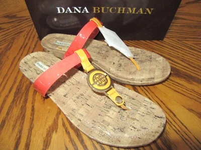 Dana Buchman Dberica 9M Mango Faux Leather Lined Slide Thongs Sandals New Cute! - Image 1 of 4