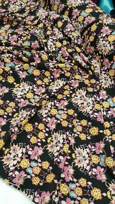 100% Rayon. Chinese Inspired Print with Flower Bouquets. 58-60"  Fabric by Yard - Image 1 of 4