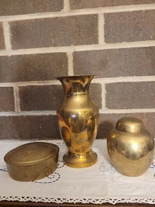 Vintage Of 3 Bundle Decorative Brass - Picture 1 of 10