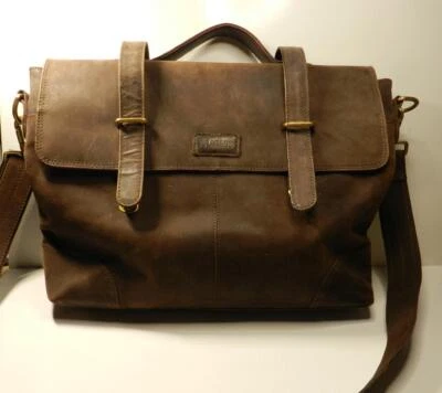 LEABAGS Maletín de Cuero Genuino Mensajero Bolso de Hombro para Laptop Para Hombre De Colección Foto 1 de 4