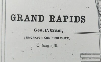 Vintage 1900 GRAND RAPIDS MICHIGAN Map 11"x14 Old Antique Original HERITAGE HILL - Image 1 of 4