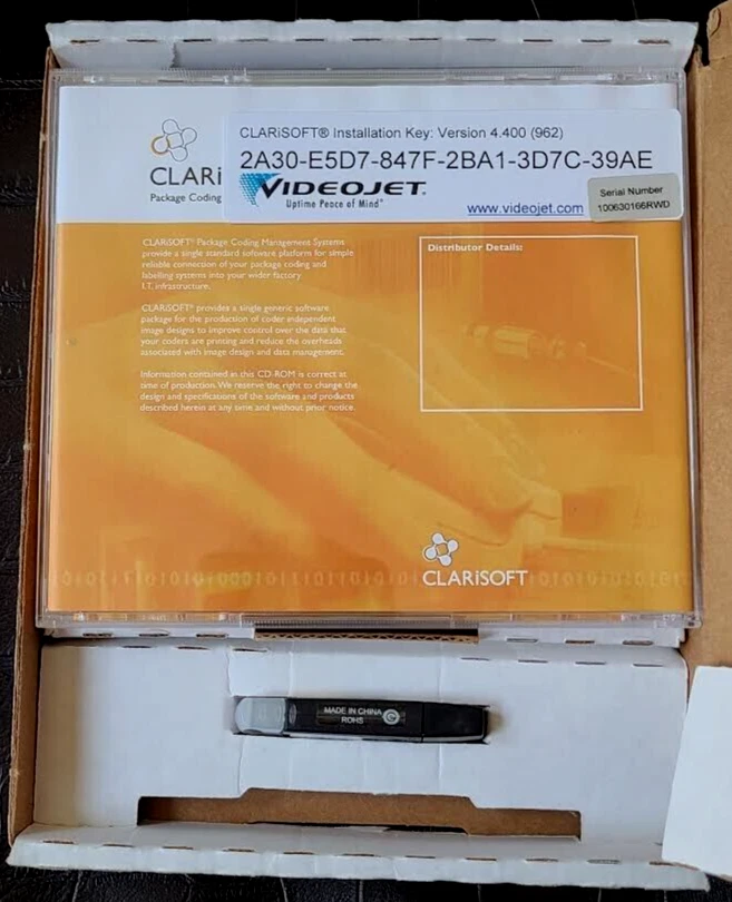 CLARISOFT VIDEOJET 218671 GENERIC IMAGE DESIGN SOFTWARE USB LICENSE DONGLE CS-VJ - Image 1 of 4