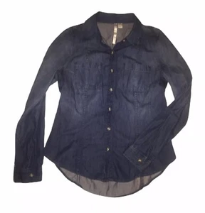 LC Lauren Conrad long sleeve button front denim top size small - Picture 1 of 2