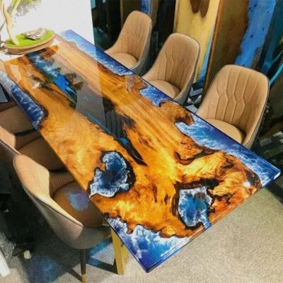 Ocean Table ,Epoxy Table, Epoxy Resin River Table Top ,Wood Dining Table Decor - Image 1 of 4