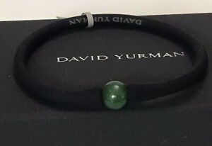 DAVID YURMAN Men's 10mm Nevada Jade Bead with Black Rubber Bracelet NWT $325 M