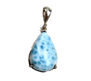 Bezaubernder Design natürlicher hellblauer Larimar 0,925 Sterlingsilber Anhänger 33 mm - Bild 1 von 4