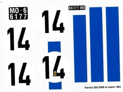 Decal 1/24 Ferrari 250GT SWB Le Mans '61 #14 Tecnomodels by Zanchetti - Immagine 1 di 3