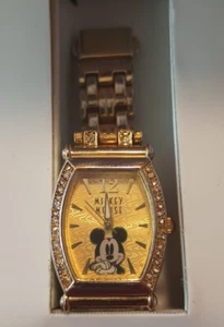 Mickey Mouse Watch Silver Gold Rhinestones Ladies Disney - Picture 1 of 8