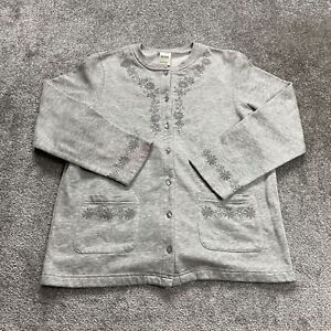 Blair Sweatshirt Womens Medium Gray Snap Button Up Soft Pockets Casual Cadigan