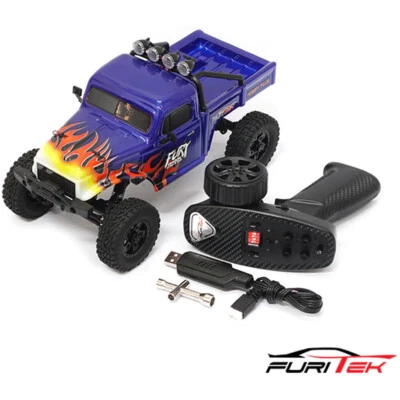 NEW Furitek FX118 Fury Wagon RTR Brushless 1/18 Crawler Kit Blue with Flames - Image 1 of 4