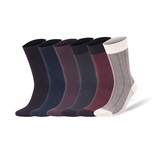 Luxury Bamboo Men's Dress Socks Classic Business Casual with Gift Box 6 Pairs - Picture 1 of 8