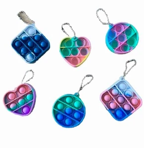 6 Pack Mini Pop Fidget Stress Relieving Push Pop Bubble Fidget Keychain - Picture 1 of 2