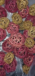 Set Rattankugeln ca. 34 Stück gold rot Dekoration Basteln Kugel - Bild 1 von 2