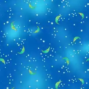 Celestial Magic Laurel Burch Stars Sleeping MOON BLUE w Gold Fabric FQ - 1/4 YD - Picture 1 of 9
