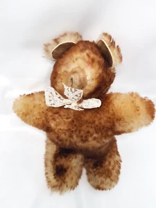 Vintage TEDDY Bear RARE Pink Eyes Shaggy 9" tall Leather Ears Nose Old - Picture 1 of 8