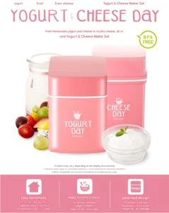 Roichen No Electric Homemade Yogurt Maker & Cheese Maker Set Pink Color - Picture 1 of 3