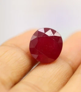 Faceted Red Natural Ruby Big Size 12 x 11 mm Loose Oval Cut 10.56 Cts Gemstone - Picture 1 of 15
