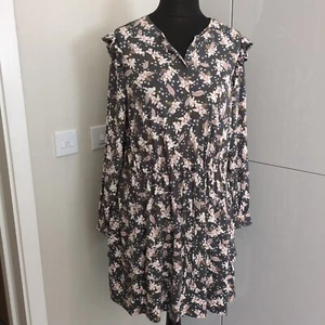 Per Una Marks And Spencer Size 14 New Long Sleeved Floral Soft Dress - Picture 1 of 16