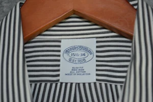Brooks Brothers Dress Shirt Mens 15.5 - 34 Black / White Strip Slim Fit Non-Iron - Picture 1 of 16