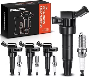 Ignition Coil (Angled Connector) and Iridium Spark Plugs for Hyundai Santa Fe 20 - Picture 1 of 9