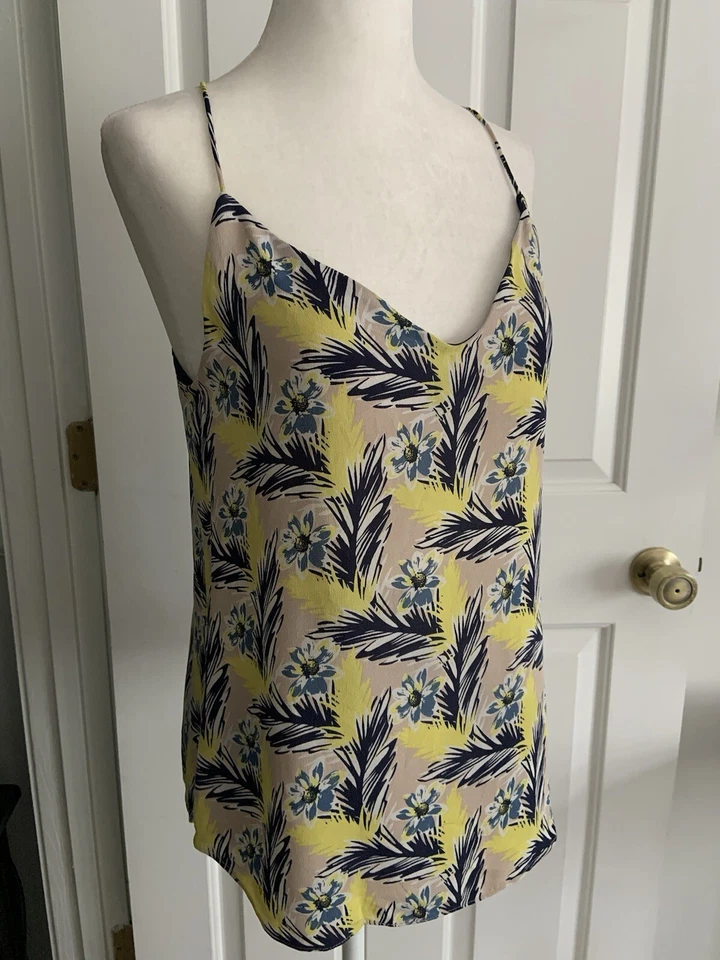 Camiseta regata J Crew estilo seda alça espaguete cami tropical floral tamanho 4 - Imagem 1 de 4