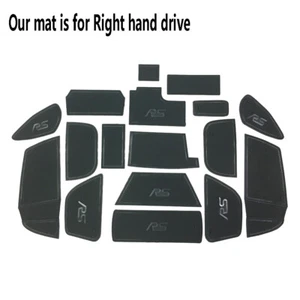 Rubber Gate Slot Pad Non-slip Cup Holder Mats-Black fits Ford Focus RS 2015-2018 - Picture 1 of 8