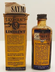 Vintage Sayman's Liniment Veterinary Medicine Bottle in Box with Instructions - Picture 1 of 7