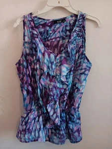 Blusa A.n.a Para Mujer Talla Pequeña, Audaz Colorida Sin Mangas Boho Volantes Multicolor - Imagen 1 de 9