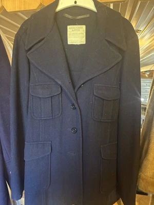 Abrigo De Colección Abercrombie & Fitch Mujer S Azul Marino Lana Guisante Abrigo Italia Y2K Preppy Foto 1 de 4